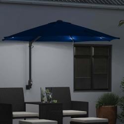 Parasol mural avec LEDs bleus 248 cm