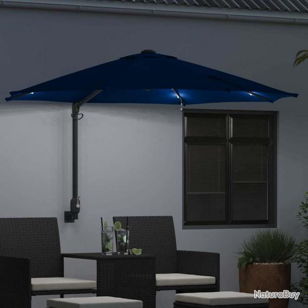 Parasol mural avec LEDs bleus 248 cm