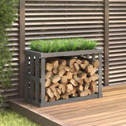 Porte-bûches d'extérieur Gris 108x52x74 cm Bois massif de pin