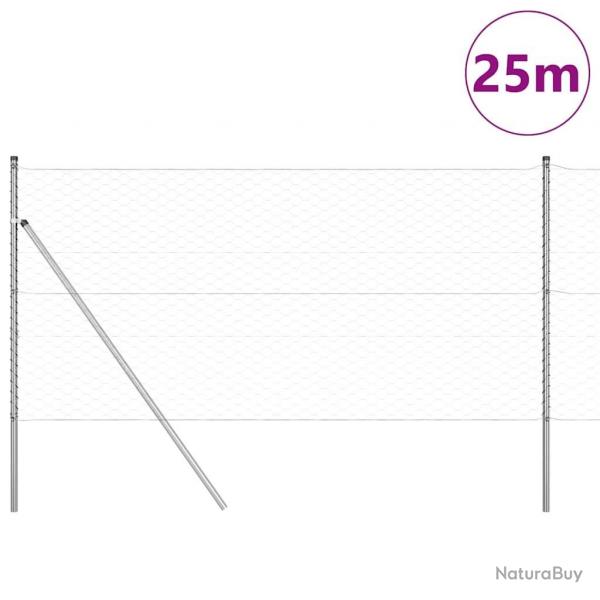 Set de Clture Set de 2 Acier Galvanis 25 x 1 m Durable