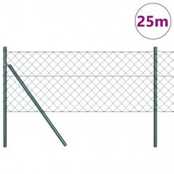 Jeu de Poteaux de Clôture Vert 0.4 x 25 m Acier galvanisé