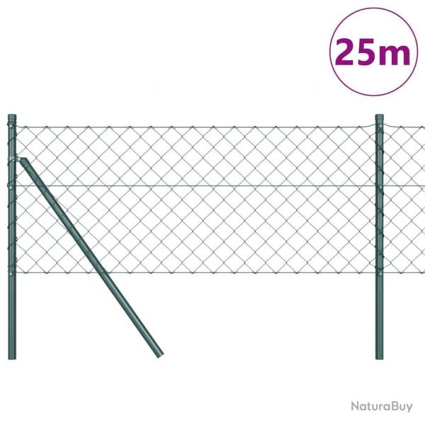 Jeu de Poteaux de Clture Vert 0.4 x 25 m Acier galvanis