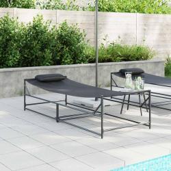 Chaise longue de jardin - Anthracite - 200x74x73 cm - Acier & Textilène