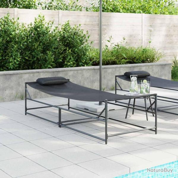 Chaise longue de jardin - Anthracite - 200x74x73 cm - Acier & Textilne