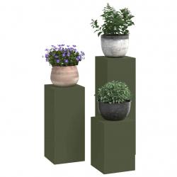 Supports de Plante d'Extérieur Pilier 3 pcs Acier Vert Olive