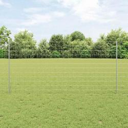 Clôture Euro avec 10 poteaux Argent 1,2x10 m Acier