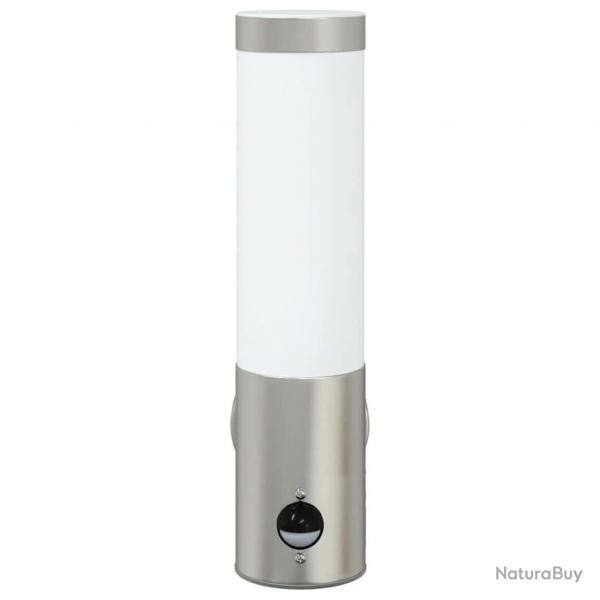 Applique murale extrieure avec capteur en acier inoxydable argent IP44
