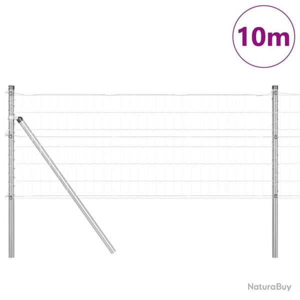 Clture Euro avec 7 poteaux 0,8 x 10 m en acier galvanis