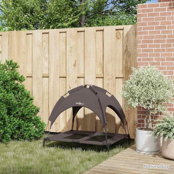 Lit pour chien surlev avec auvent amovible Marron L Acier