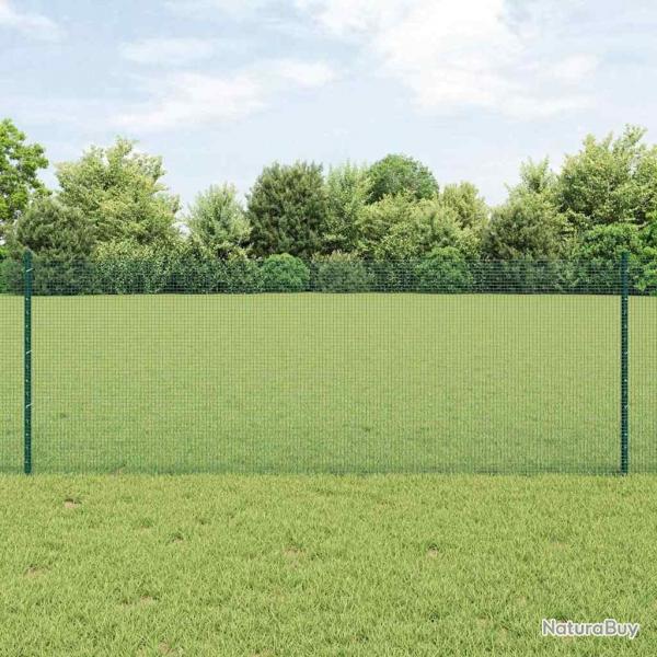 Clture en fil soud avec 11 poteaux U Verte 0.8x25 m Acier
