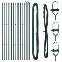 Set de poteaux de clôture 13 pcs Vert Ø32mm 160 cm Métal