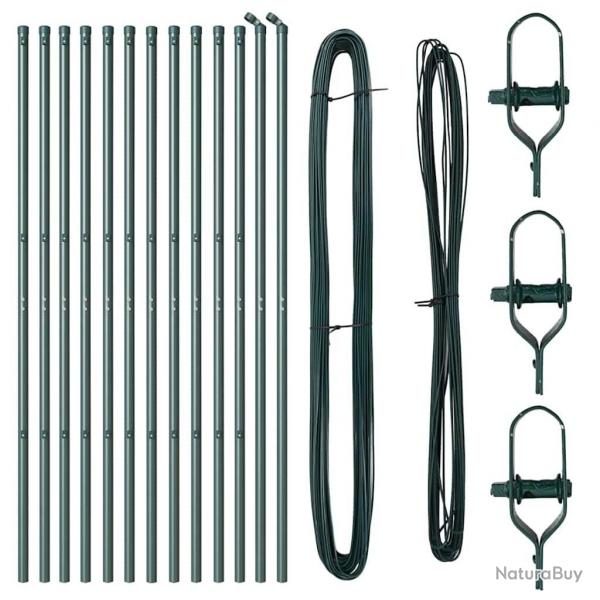 Set de poteaux de clture 13 pcs Vert 32mm 160 cm Mtal