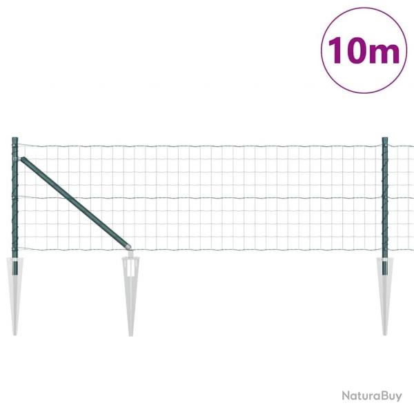 Clture Euro avec 7 poteaux  pic de 0.4 x 10m en acier galvanis vert