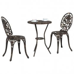 Set de Bistro de Jardin 3 Pièces en Aluminium Couleur Bronze