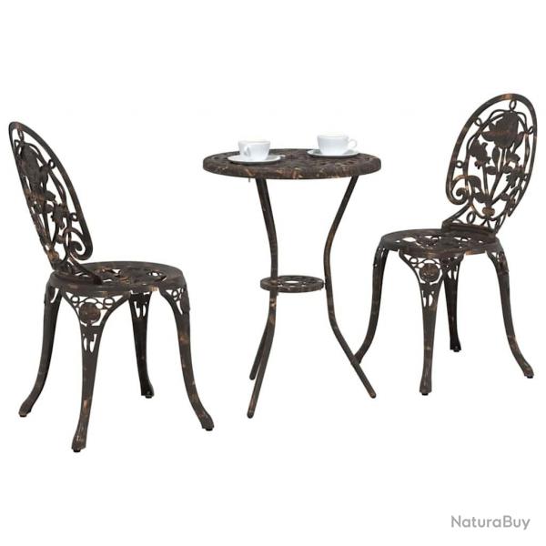 Set de Bistro de Jardin 3 Pices en Aluminium Couleur Bronze