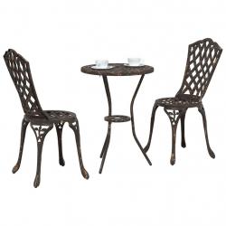 Set de Bistro de Jardin 3 Pièces en Aluminium Bronze