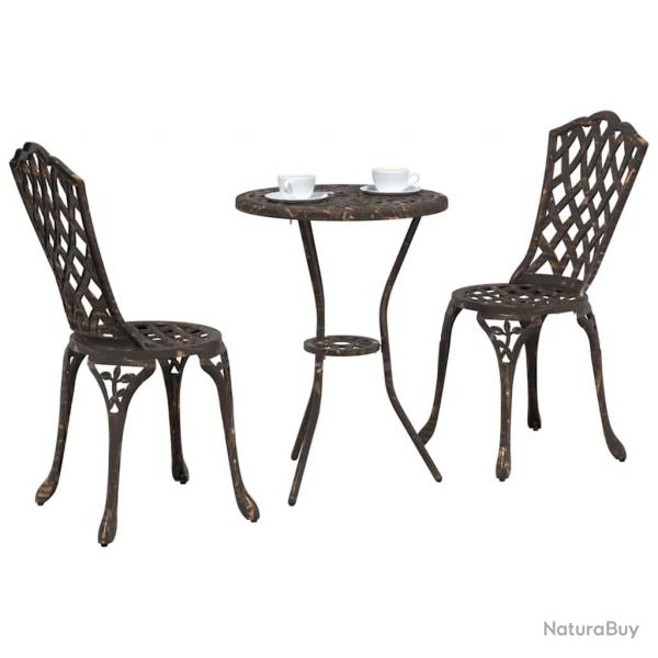 Set de Bistro de Jardin 3 Pices en Aluminium Bronze