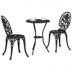 Set de Bistro de Jardin 3 Pièces en Aluminium Couleur Noir