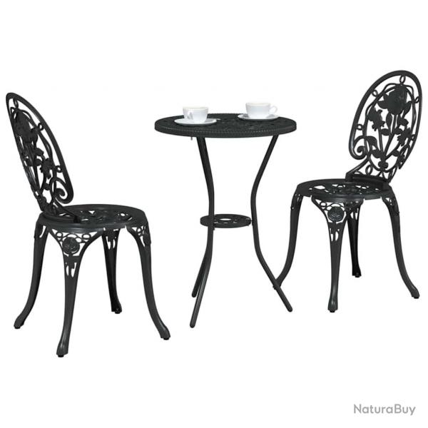 Set de Bistro de Jardin 3 Pices en Aluminium Couleur Noir