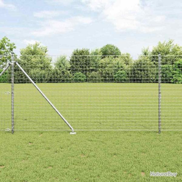 Clture Euro avec 7 poteaux en pointe 1,2 x 10 m en acier galvanis