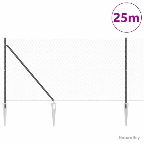 Ensemble de Clture 2 pices Gris Mtal 25 x 1 m Durable