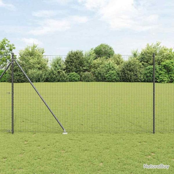 Clture Euro avec 7 poteaux  pointe 1,6 x 10 m en acier galvanis gris