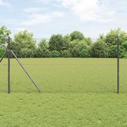 Jeu de Poteaux de Clôture Gris 1 x 25 m Acier galvanisé