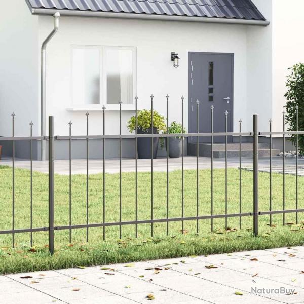 Clture de jardin avec sommet en arc gris, 5,1x1 m, acier.