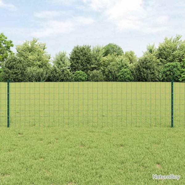 Clture Euro avec 22 poteaux U Verte 0.6x50 m en Acier