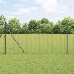 Clôture Euro avec 13 poteaux de 1 x 25 m en acier galvanisé gris