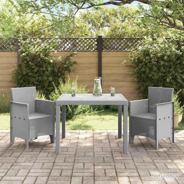Ensemble de salle  manger de jardin 3 pcs Gris clair