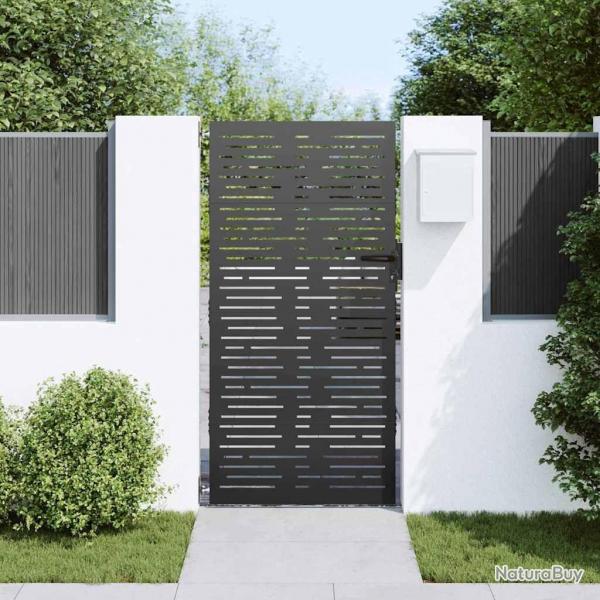 Porte de Jardin Noir 105 x 200 cm Acier peint par poudre