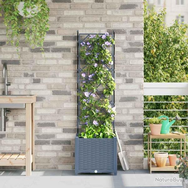 Jardinire avec Treillis Gris clair 40x40x143 cm