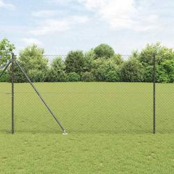 Jeu de Poteaux de Clôture Gris 1.5 x 10 m