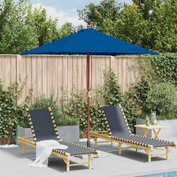 Parasol de jardin avec mât en bois bleu 150x200 cm