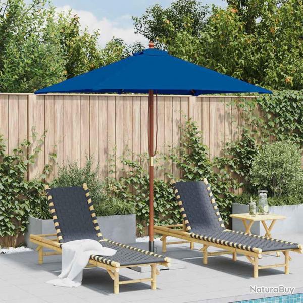Parasol de jardin avec mt en bois bleu 150x200 cm