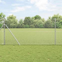 Clôture en fil soudé avec 13 poteaux 1.4x25 m Acier galvanisé