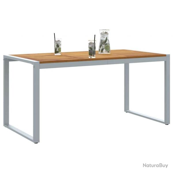 Table de salle  manger extrieure Grise 160x80x75 cm Acier et Bois Massif d'Acacia