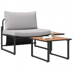 Ensemble de canapé de jardin 2 pièces siège unique avec coussins gris clair