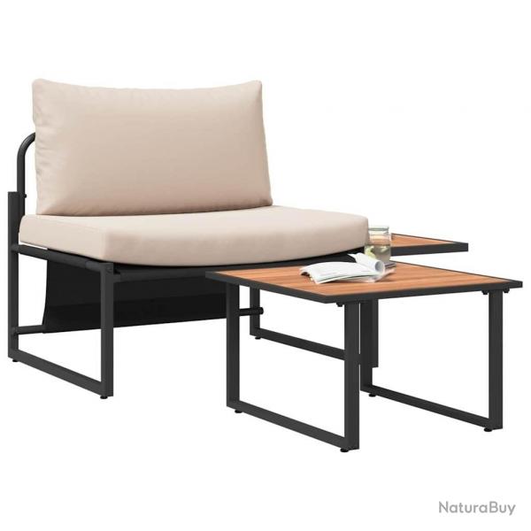 Canap de Jardin 2 Pices Une Place avec Coussins Taupe