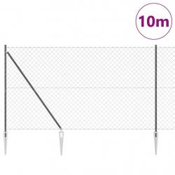 Jeu de Poteaux de Clôture Gris 1.6 x 10 m Acier galvanisé