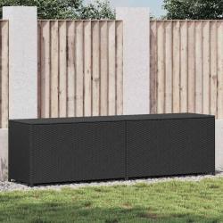 Boîte de rangement de jardin résine tressée 200x50x60 cm noir