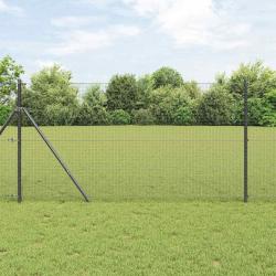 Clôture en fil soudé avec 13 poteaux gris 1,4 x 25 m en acier