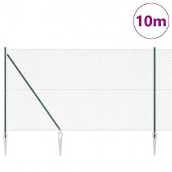 Jeu de Poteaux de Clôture Vert 1.5 x 10 m Acier galvanisé
