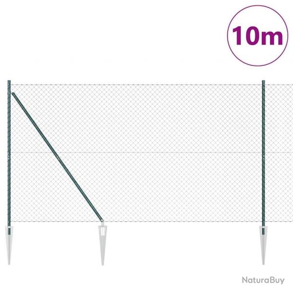Jeu de Poteaux de Clture Vert 1.5 x 10 m Acier galvanis