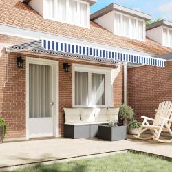 Tissu de Remplacement pour Store pour Cadre 4x2 m Bleu et Blanc