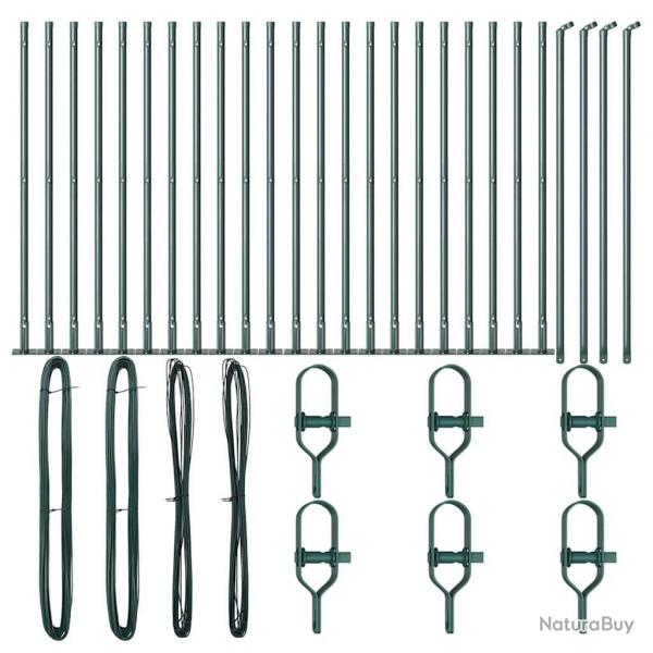 Posts de clture avec base, 26 pcs, 32mm, 90cm, en acier galvanis.