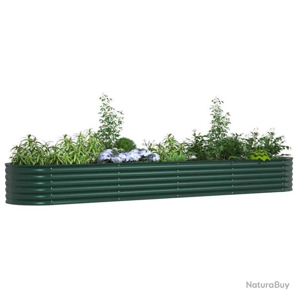 Bac de jardin surlev Vert 400x80x44 cm en acier galvanis