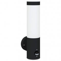 Luminaires muraux d'extérieur avec capteur 2 pcs Noir en acier inoxydable IP44
