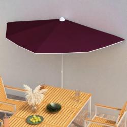 Demi-parasol de jardin avec mât 180x90 cm rouge bordeaux
